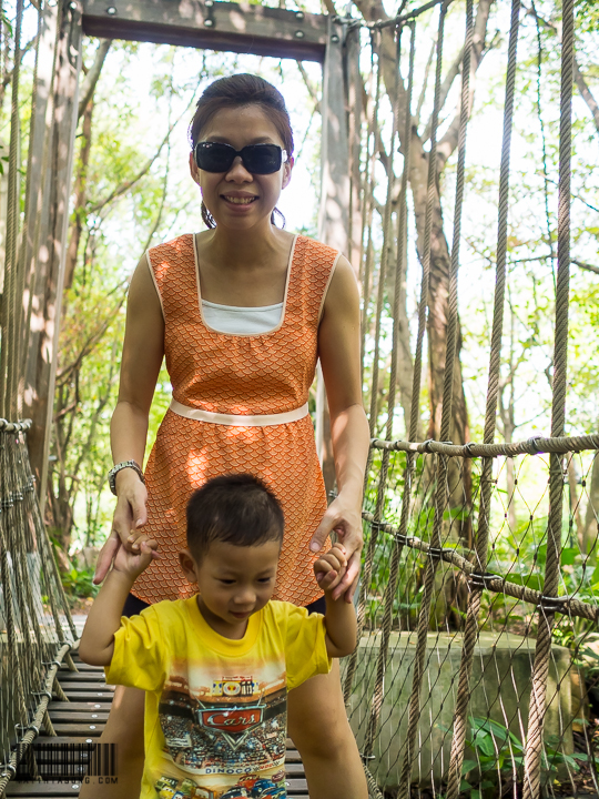 Mama and me crossing the rope bridge