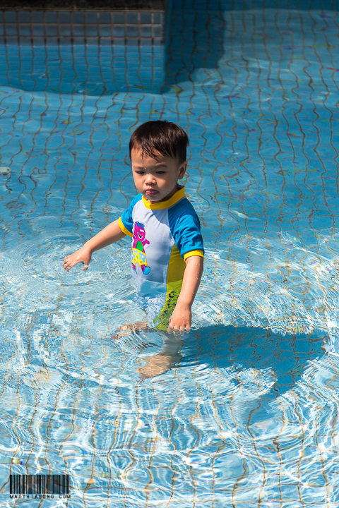 Gabriel waddling in the water